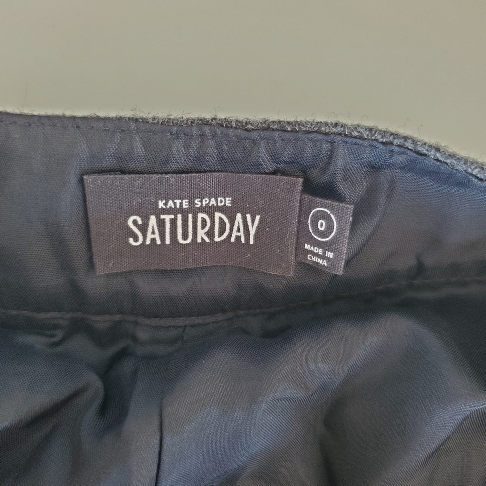 Kate Spade 0 Saturday Pleated Pants Officewear Speckled Dark Grey Wool Trousers - Picture 11 of 16